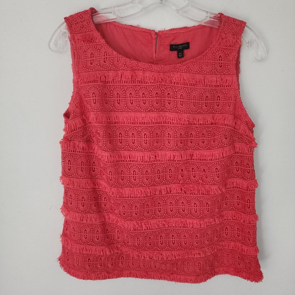 Talbots Fringe Lace Sleeveless Top, Size 6P, EUC